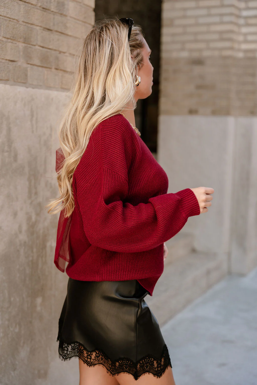 Alicia Deep Red Back Bow Sweater - Image 8