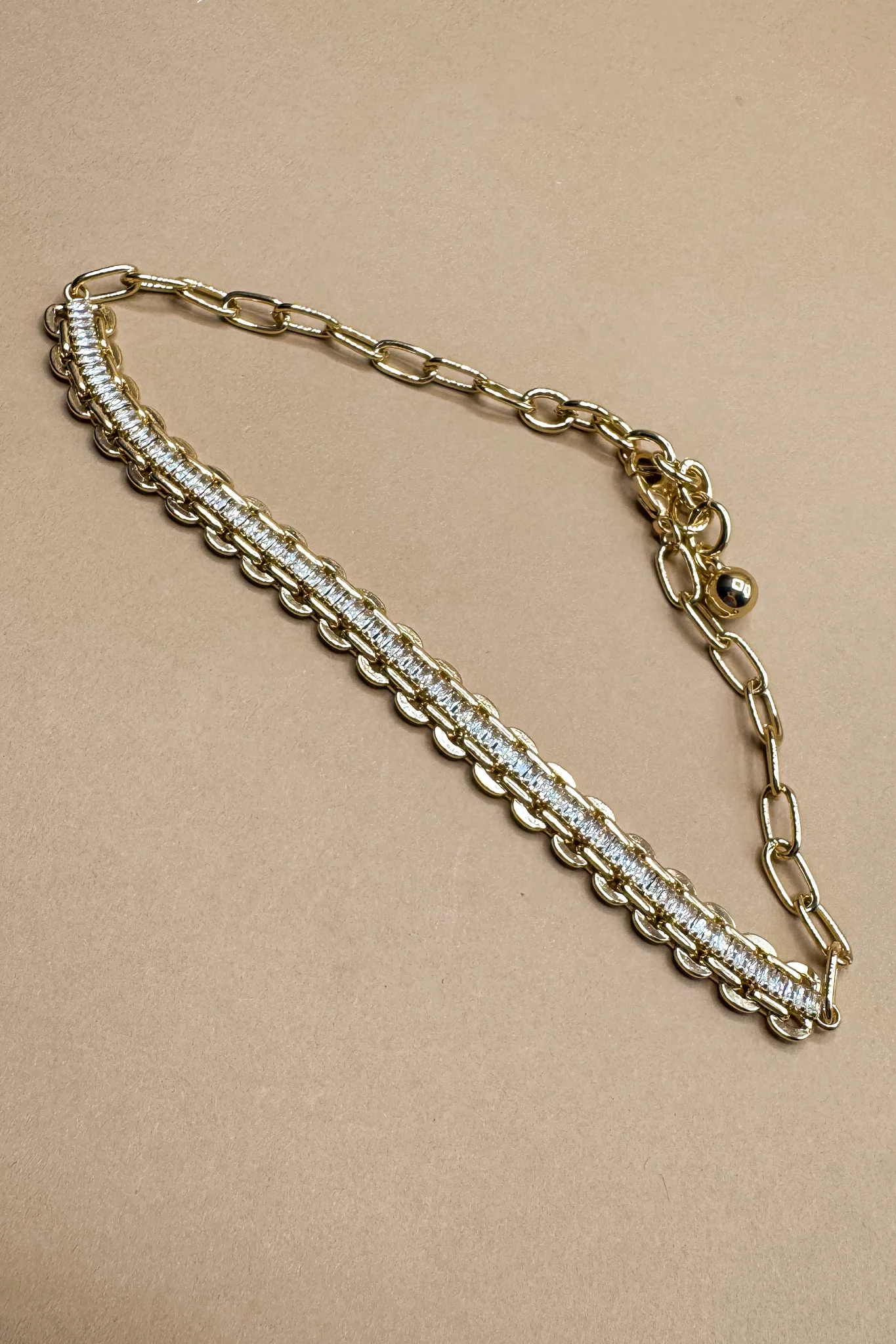 Alicia Gold Chain & Rhinestone Necklace - Image 2