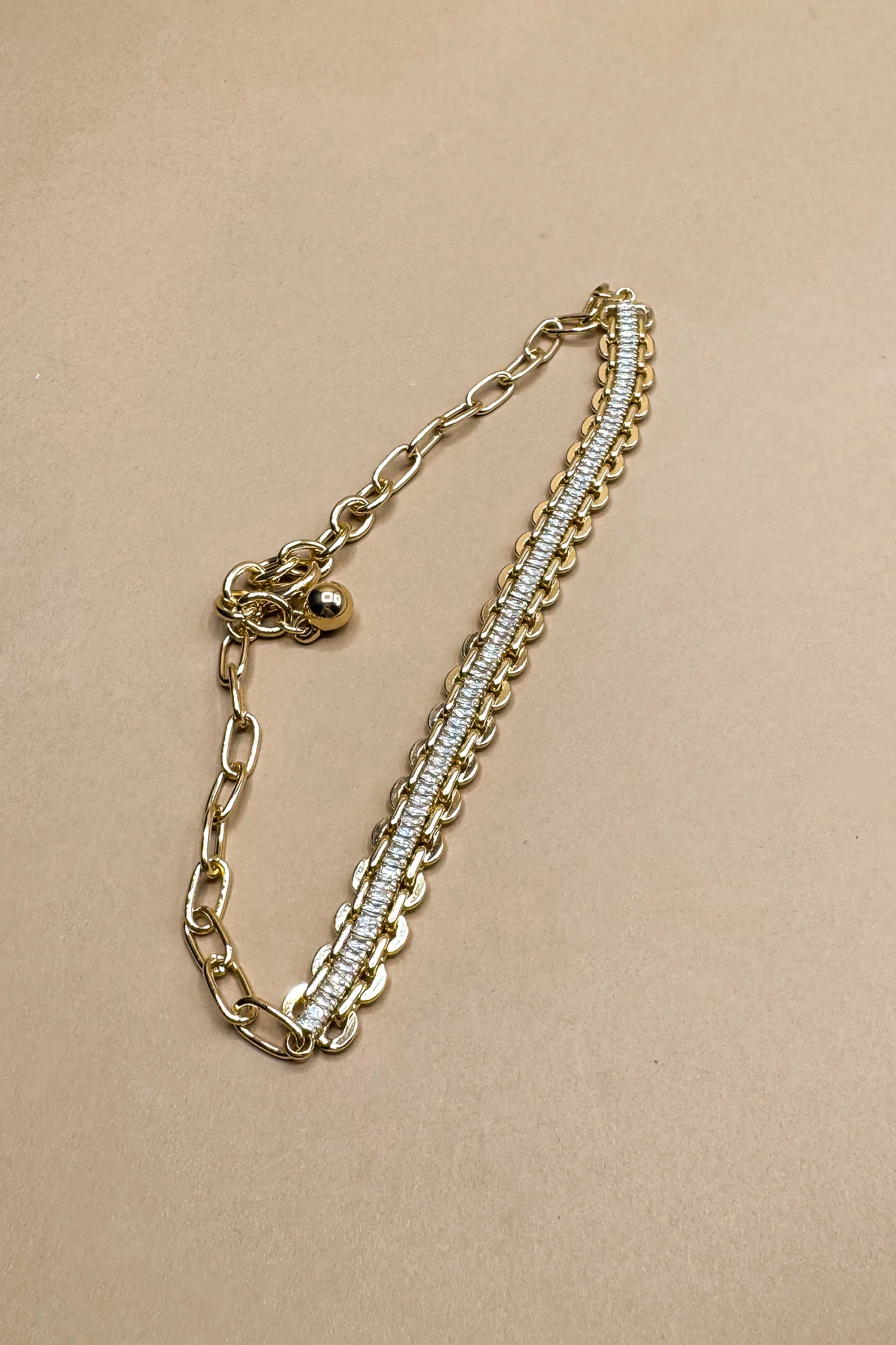 Alicia Gold Chain & Rhinestone Necklace - Image 3