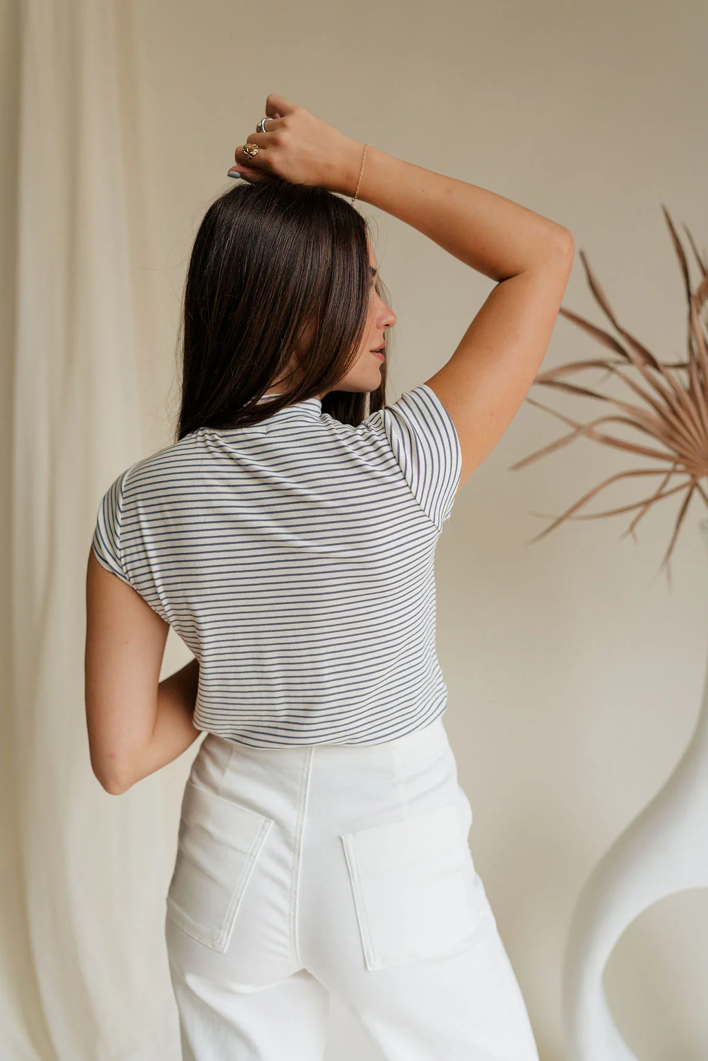 Alicia White & Grey Striped Top - Image 6