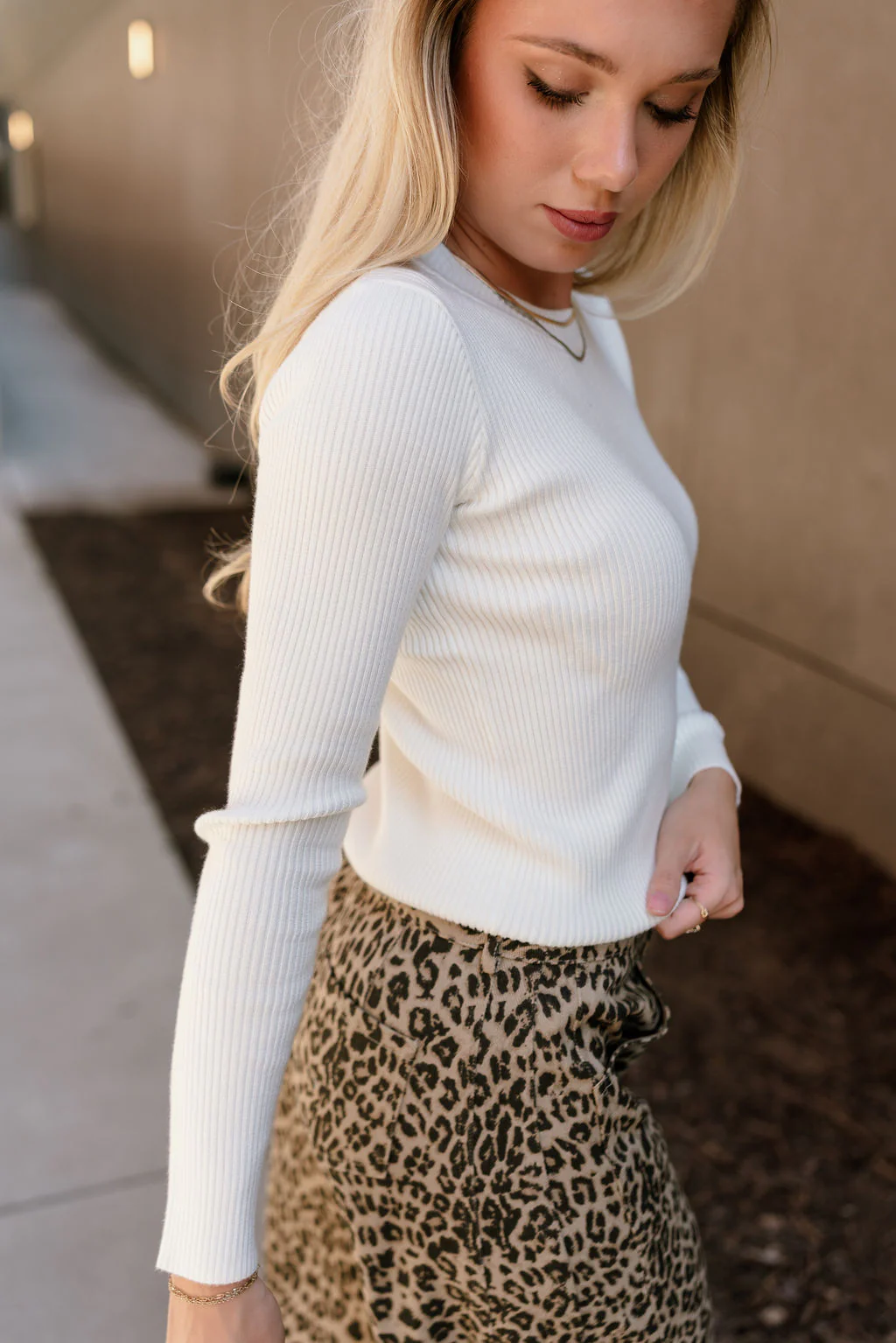 Alina Off White Ribbed Long Sleeve Top - Image 5