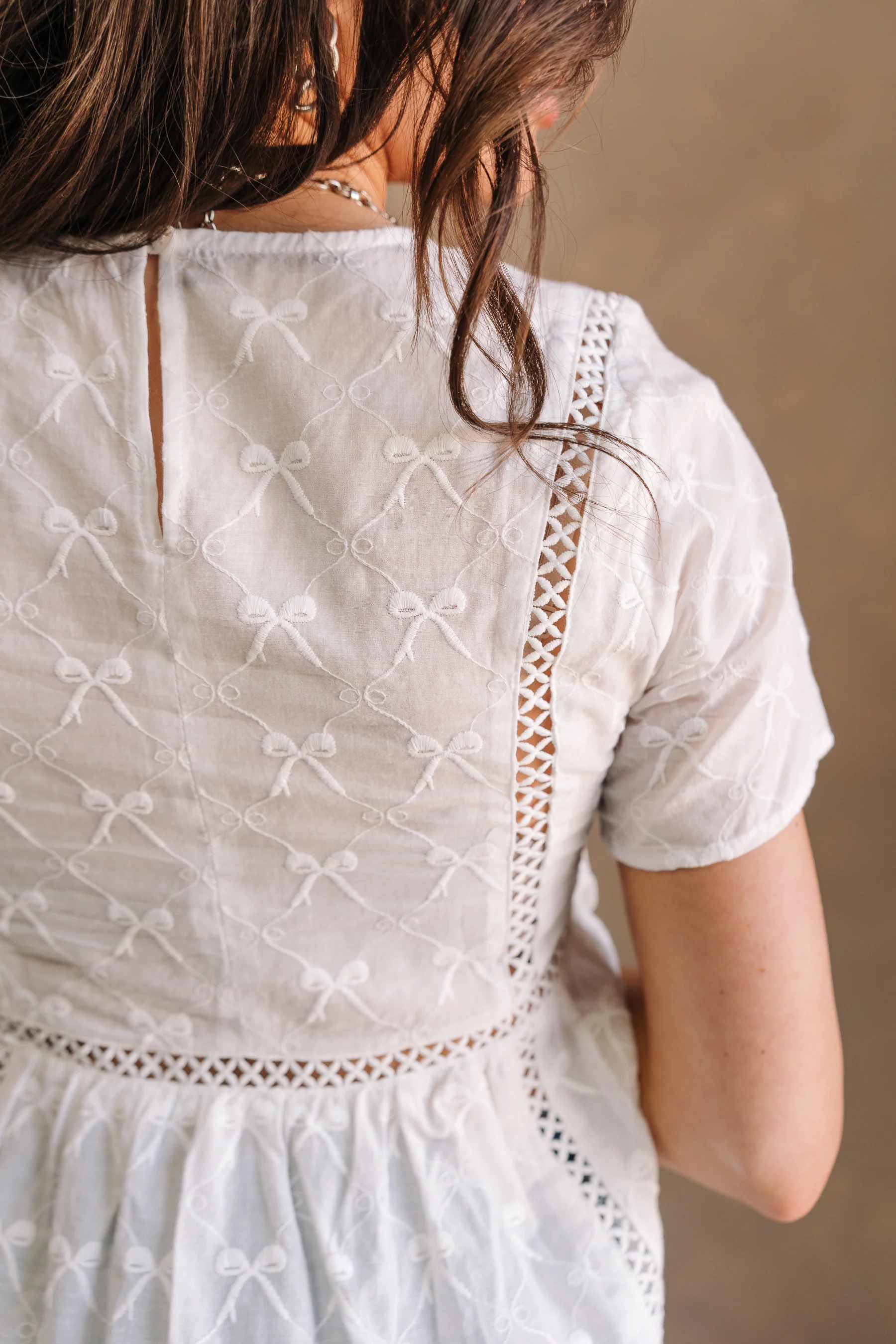 Alina White Bows Peplum Short Sleeve Top - Image 4