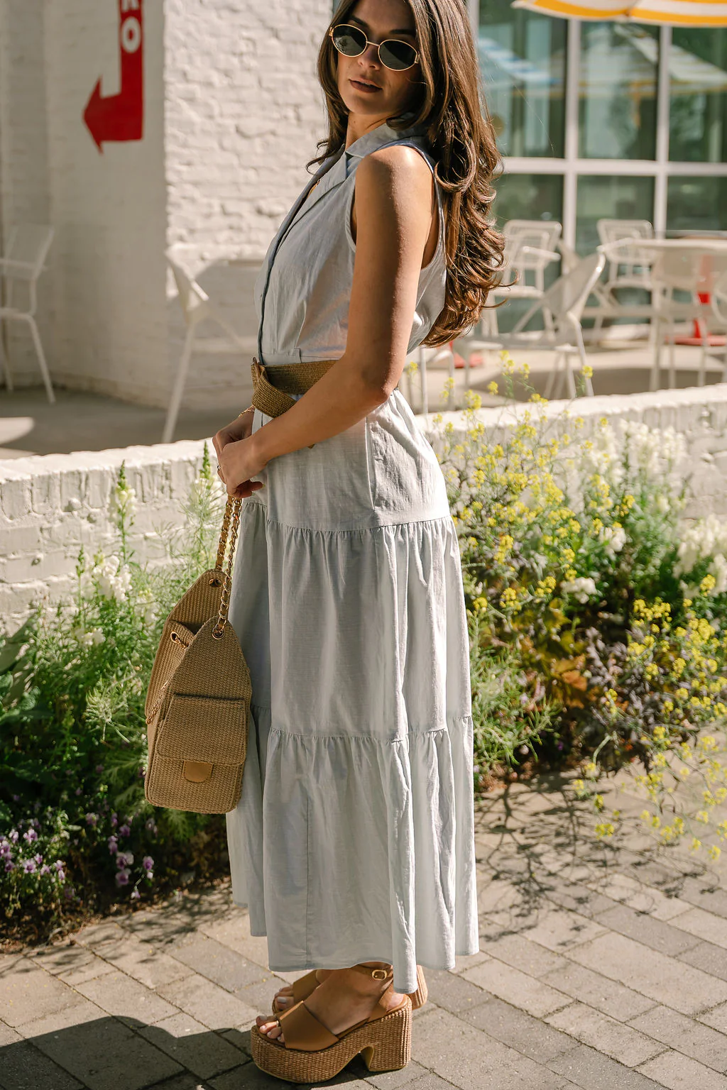 Aliyah Light Sage Raffia Belt Midi Dress - Image 3