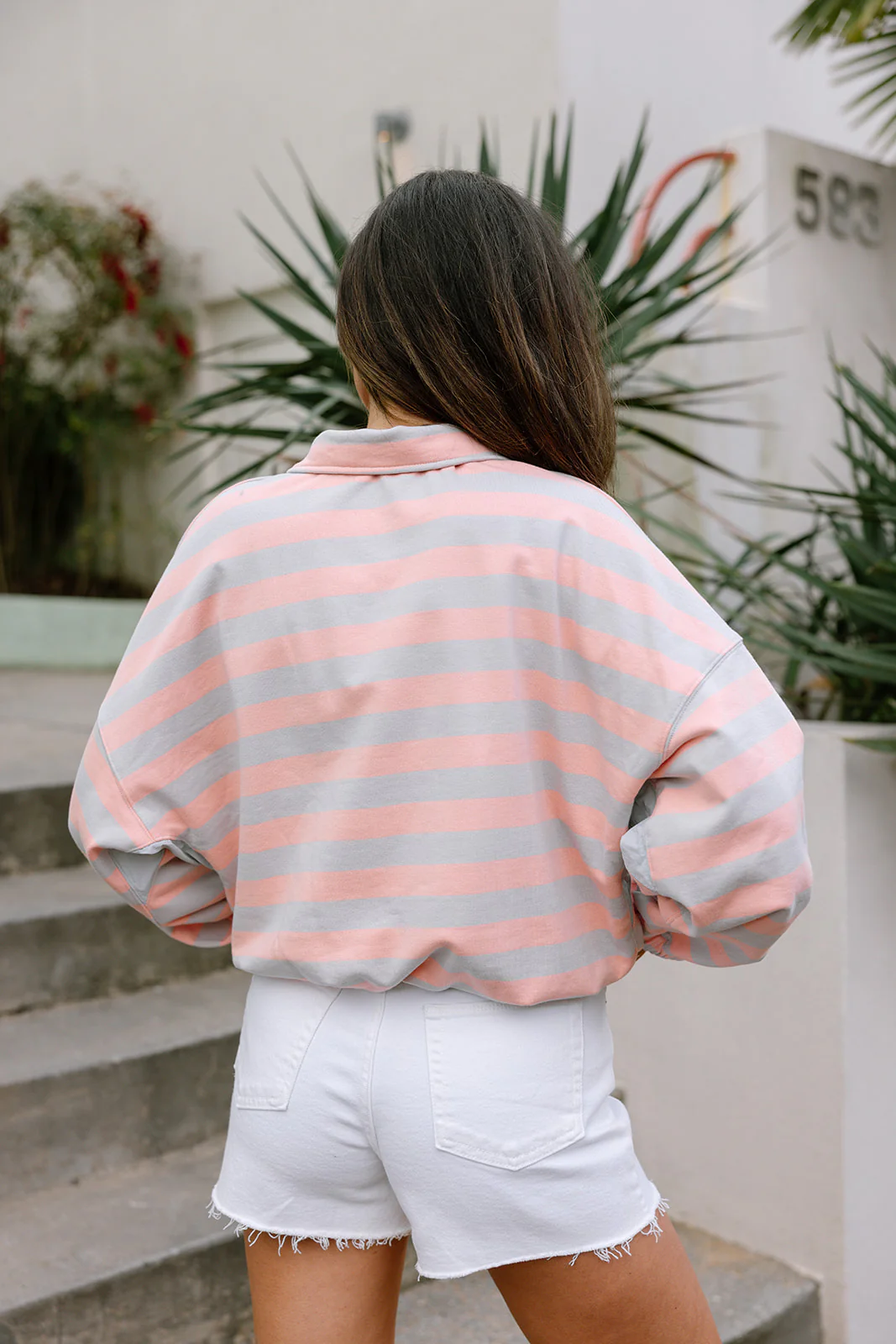 Allie Grey & Pink Stripe Pullover - Image 2