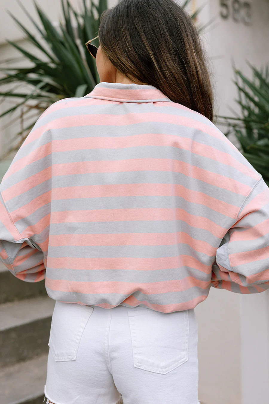 Allie Grey & Pink Stripe Pullover - Image 3
