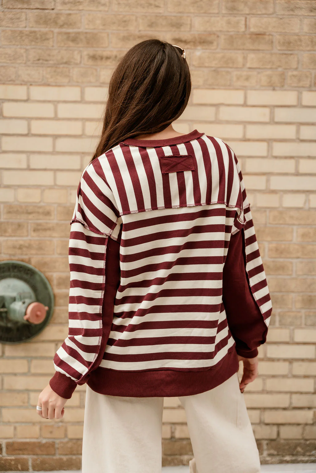 Allison Burgundy & Cream Stripe Pullover - Image 10