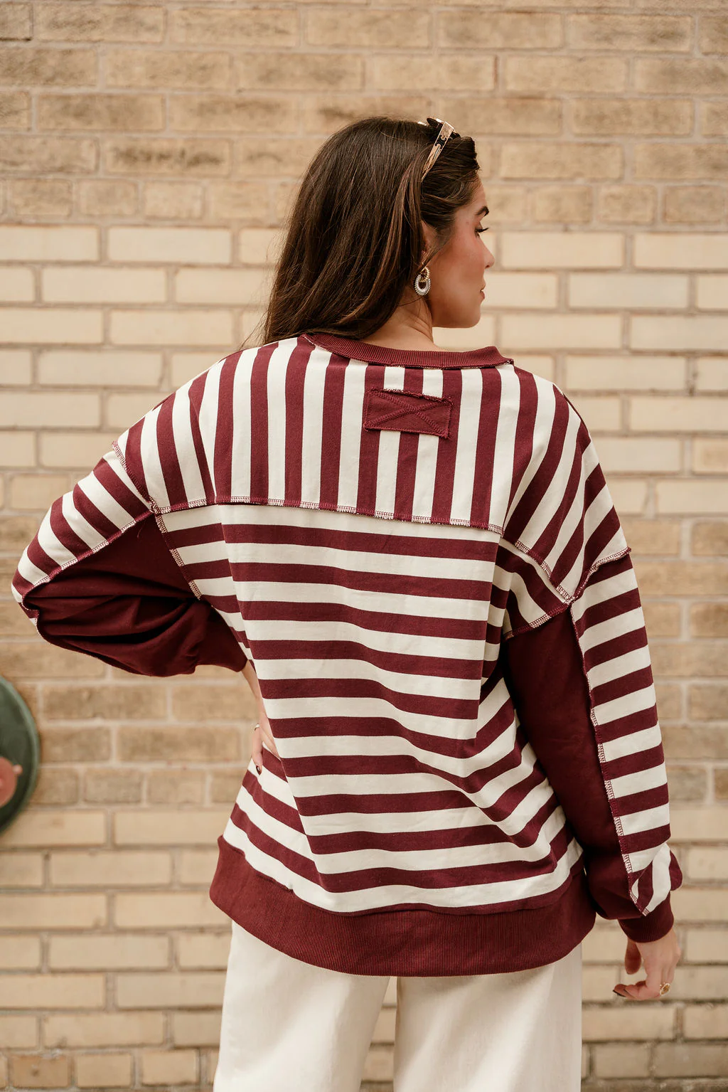 Allison Burgundy & Cream Stripe Pullover - Image 9