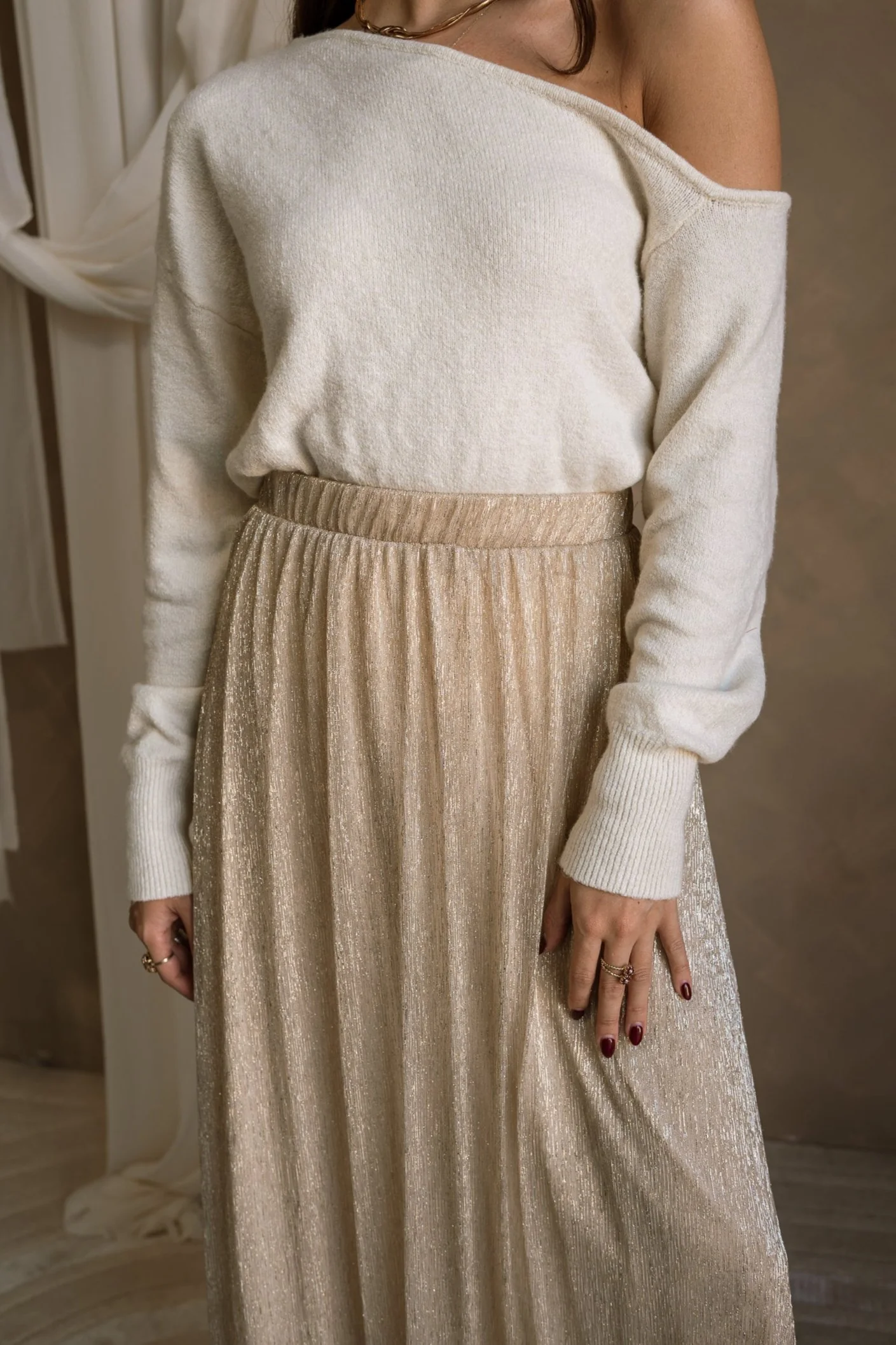 Allison Metallic Gold Maxi Skirt - Image 5