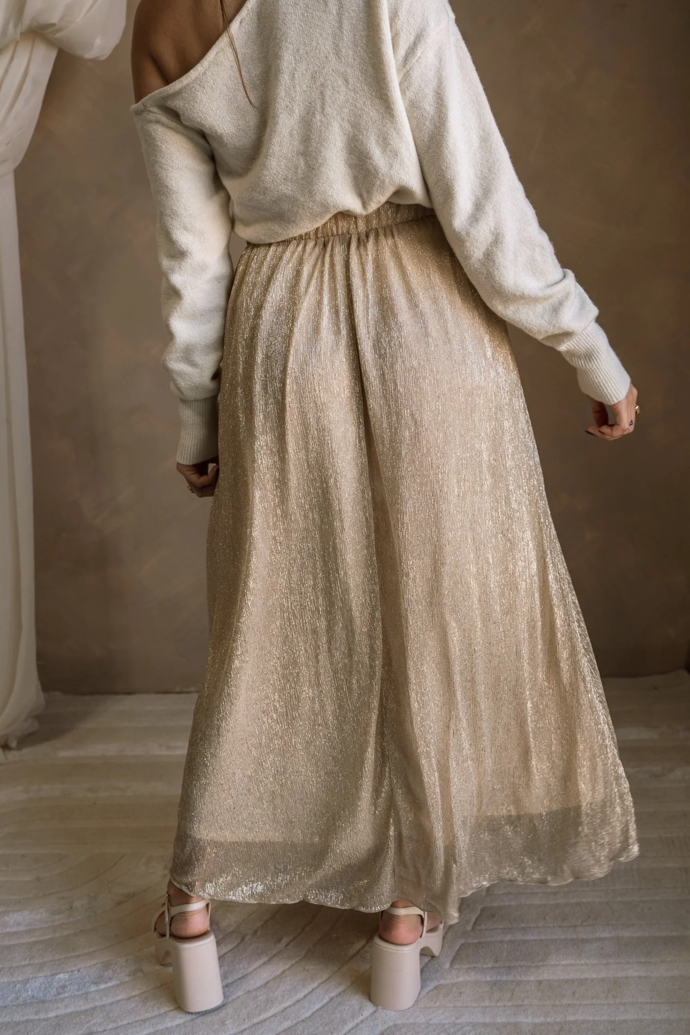 Allison Metallic Gold Maxi Skirt - Image 7