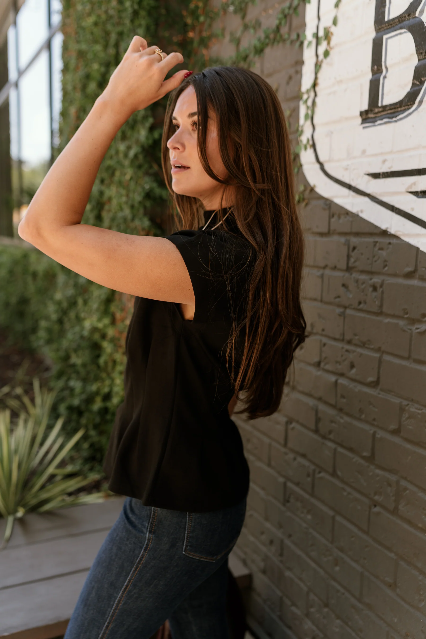 Alora Black Pleated Flare Top - Image 3