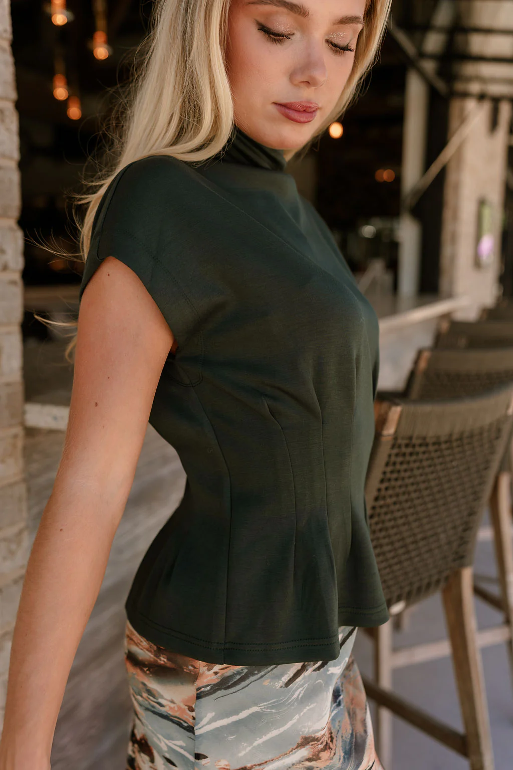 Alora Dark Green Pleated Flare Top - Image 6