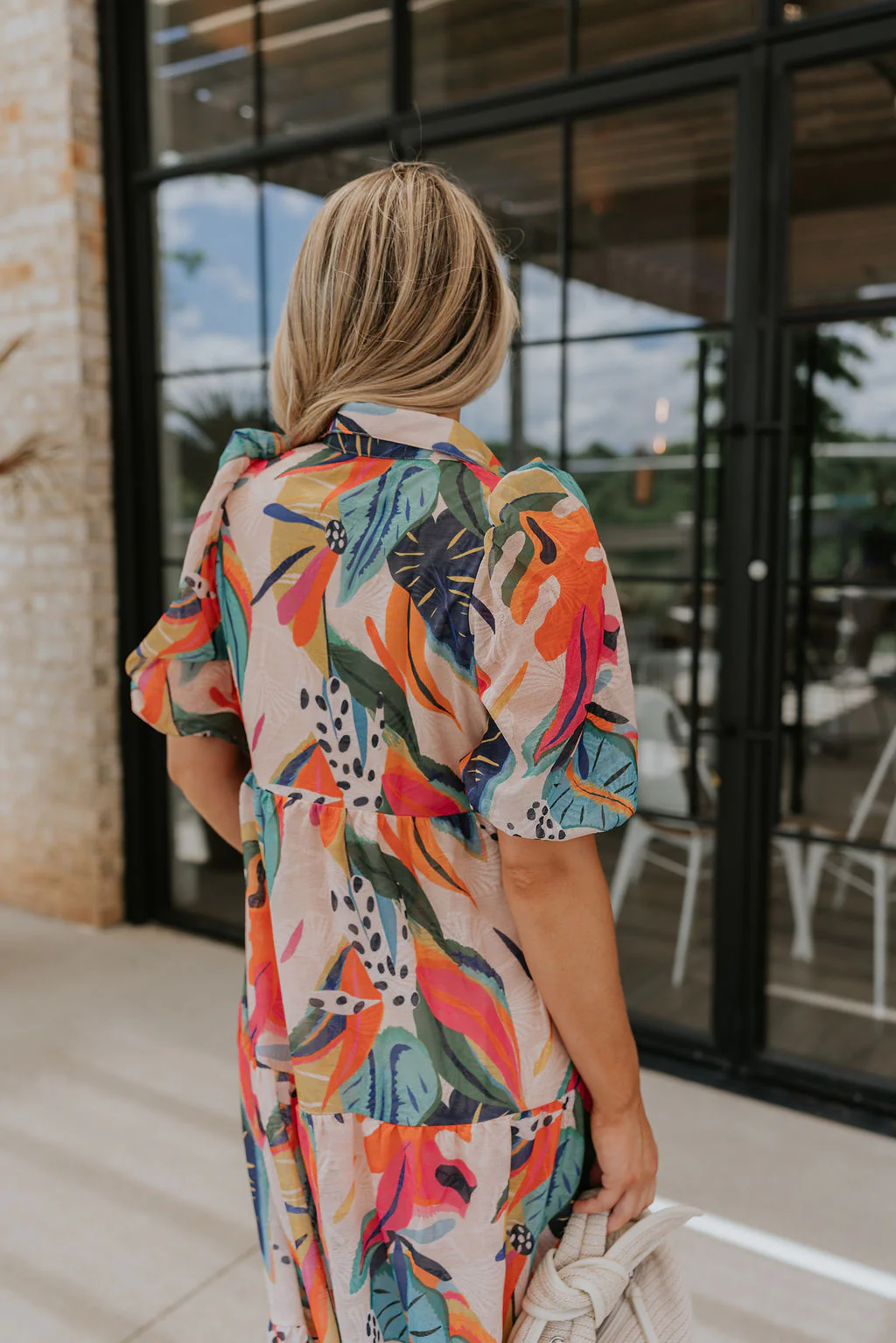 Alora Multi Palm Floral Midi Dress - Image 4
