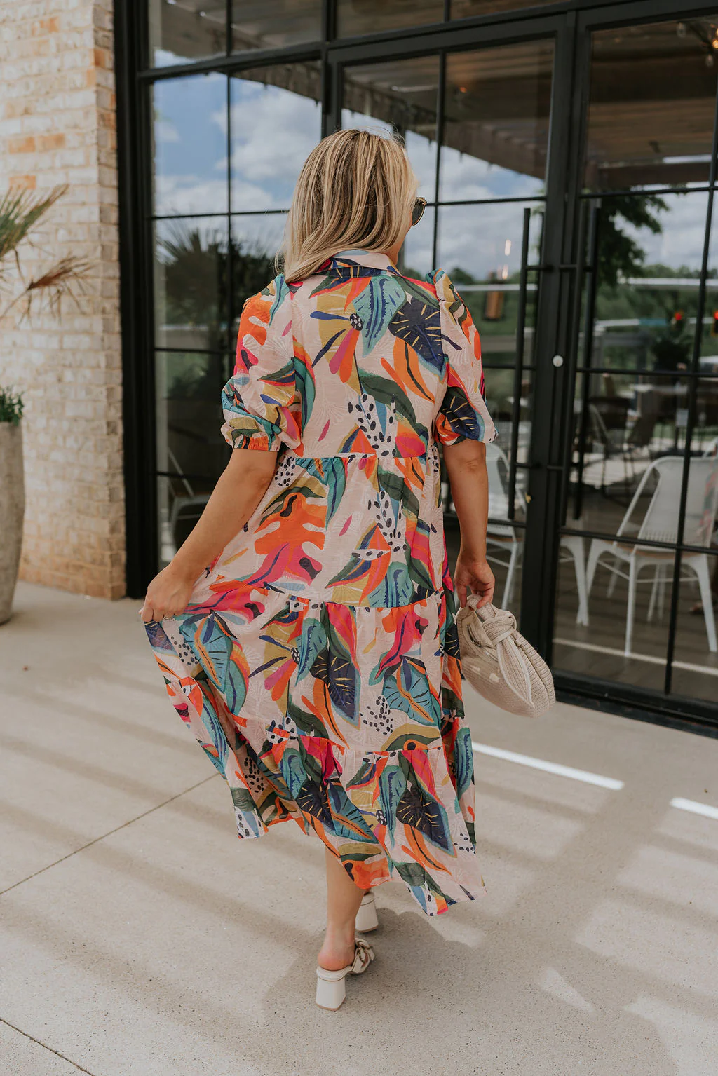 Alora Multi Palm Floral Midi Dress - Image 5