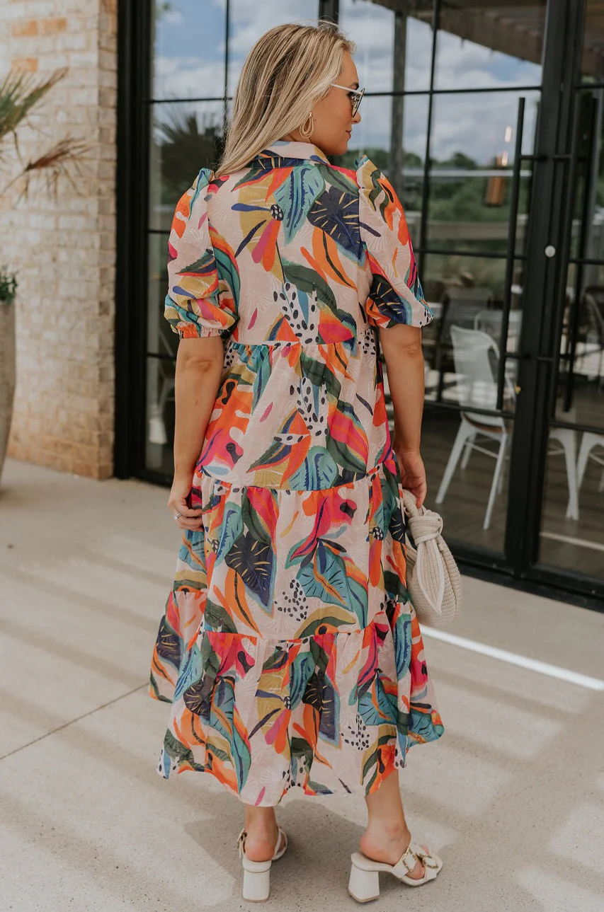 Alora Multi Palm Floral Midi Dress - Image 8