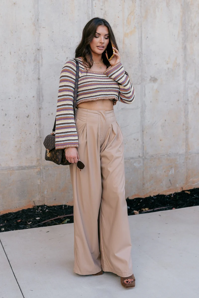 Alora Striped Crochet Cropped Sweater - Image 2