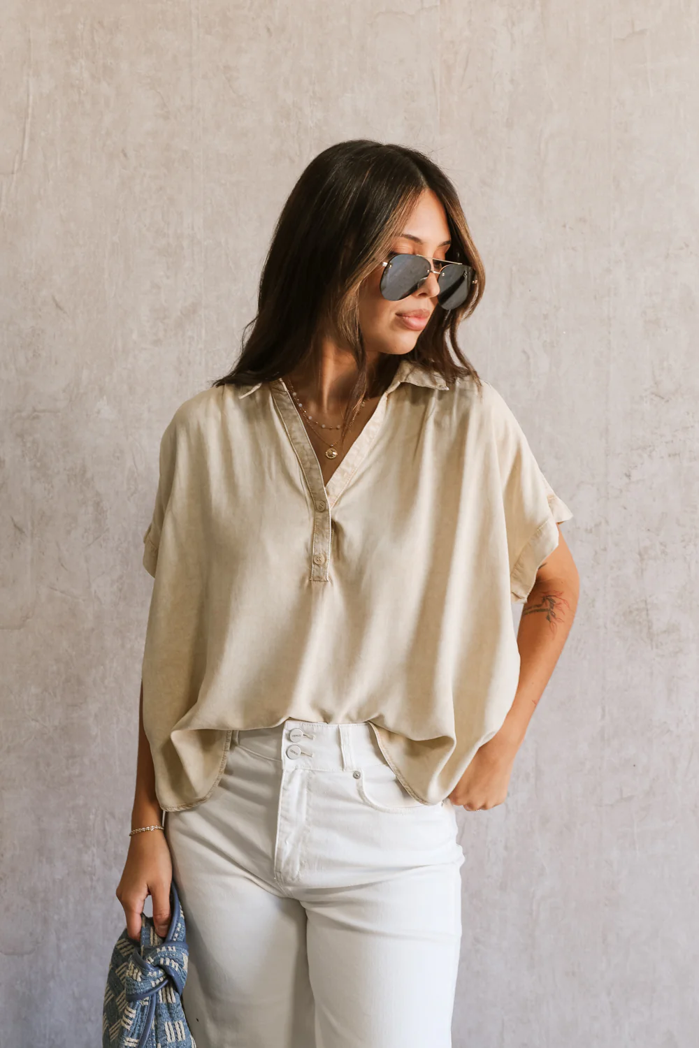 Amalia Collared Short Sleeve Top