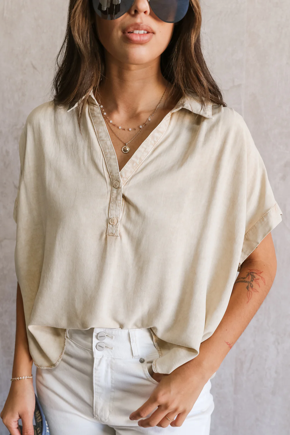 Amalia Collared Short Sleeve Top - Image 4