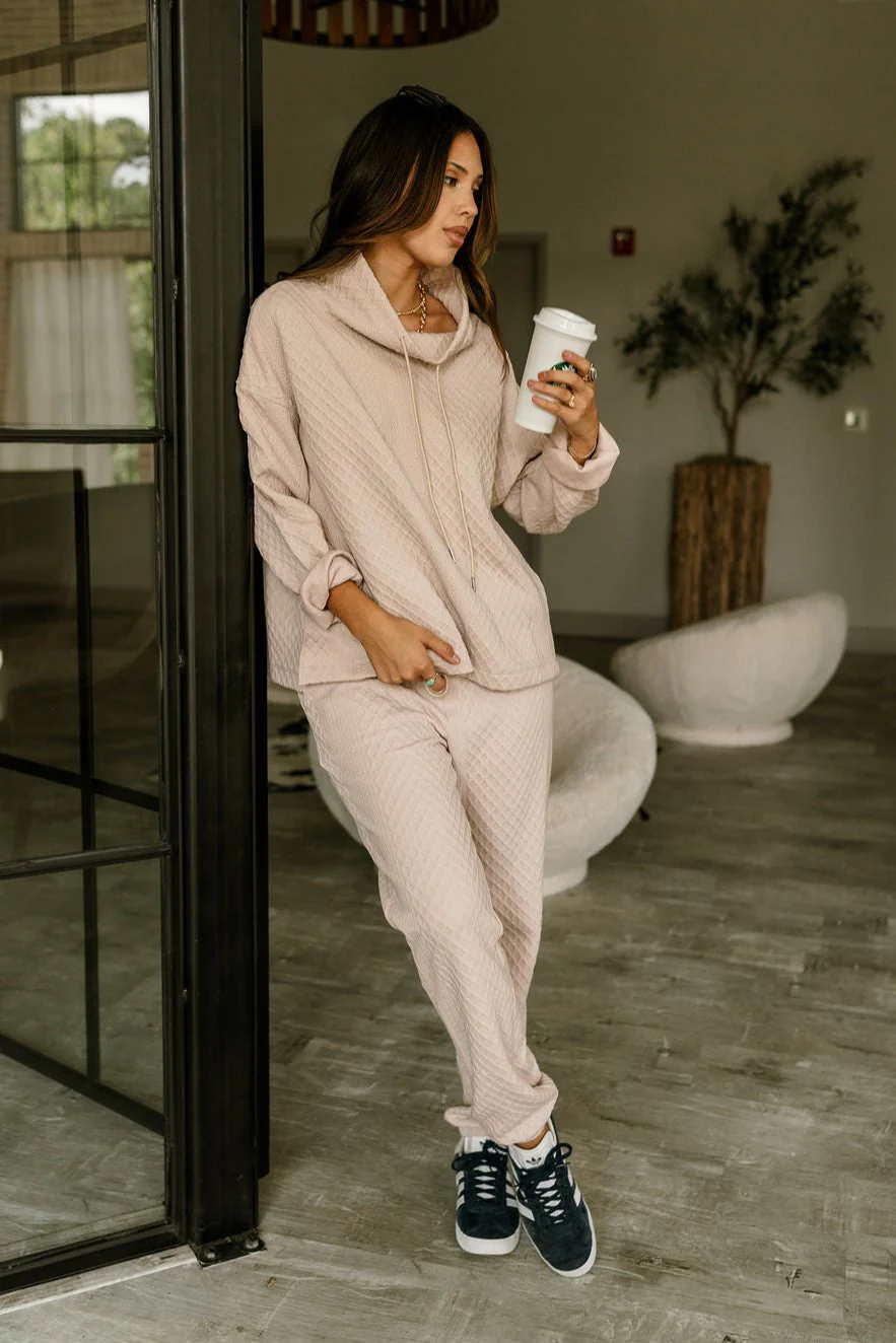 Amanda Beige High Neckline Sweatshirt - Image 2