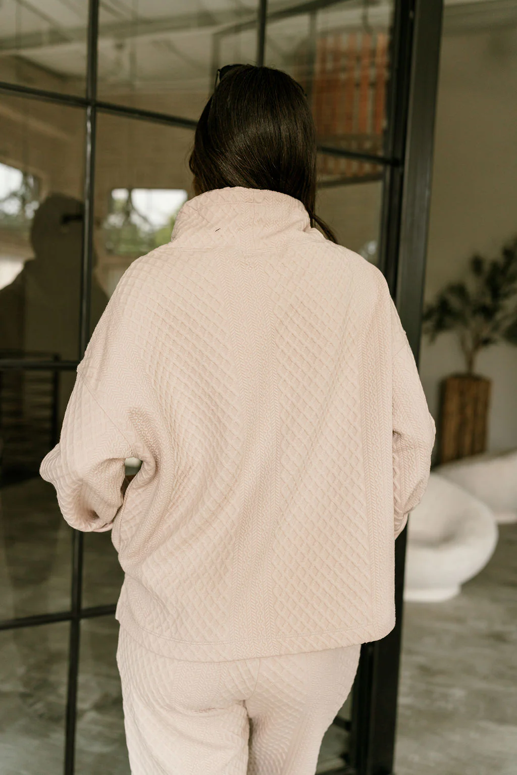 Amanda Beige High Neckline Sweatshirt - Image 5