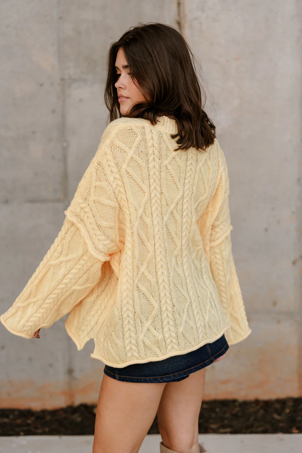 Amanda Yellow Cable Knit Sweater - Image 3