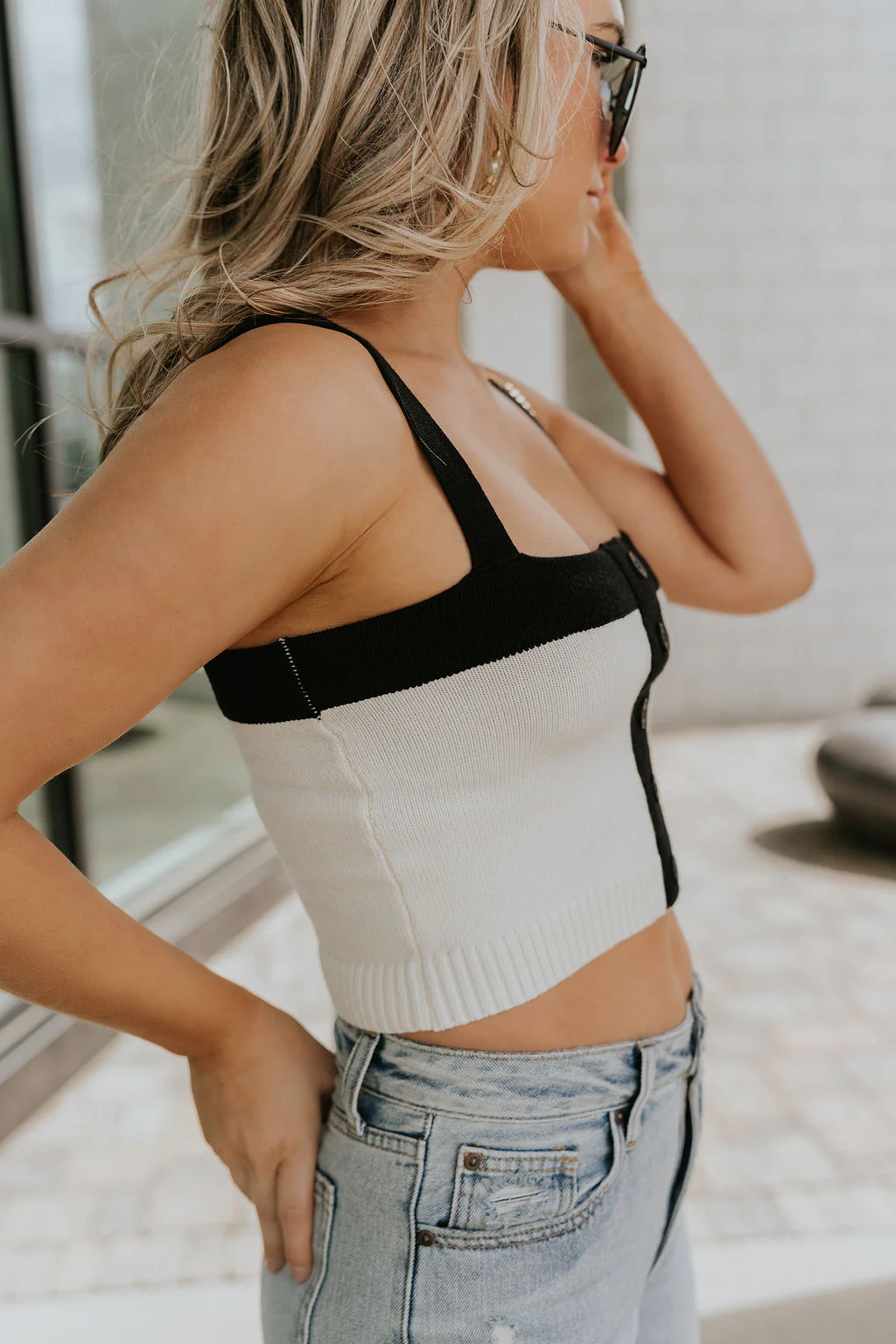 Amara Cream & Black Cropped Tank - Image 3