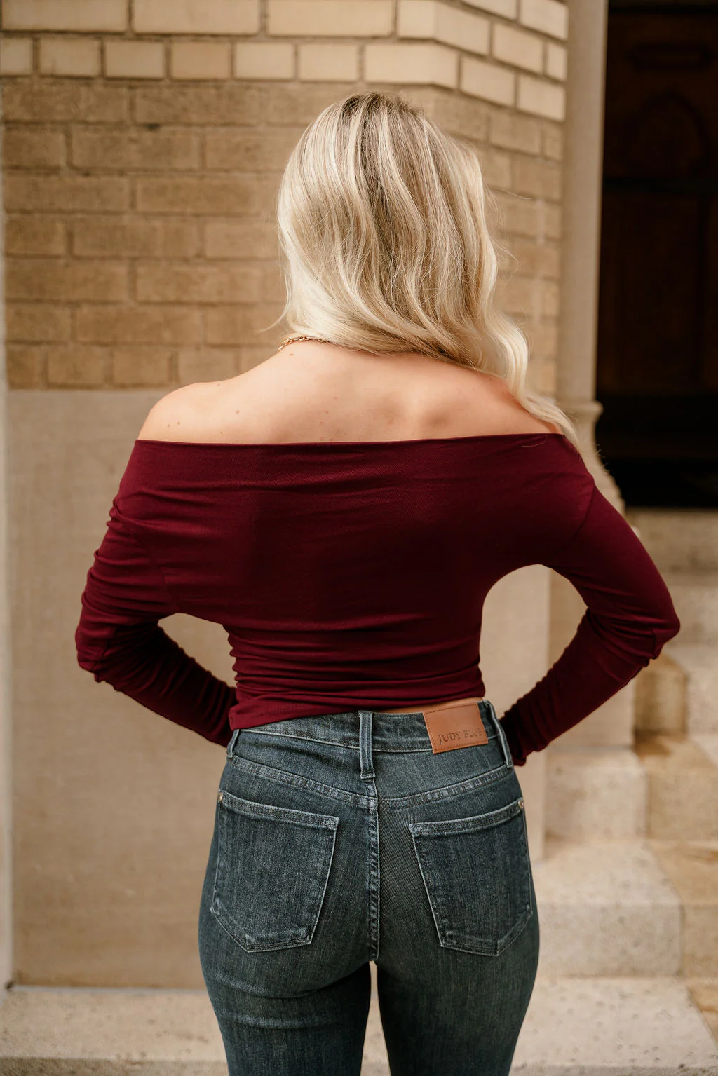 Amari Burgundy Ruched Off-The-Shoulder Top - Image 10