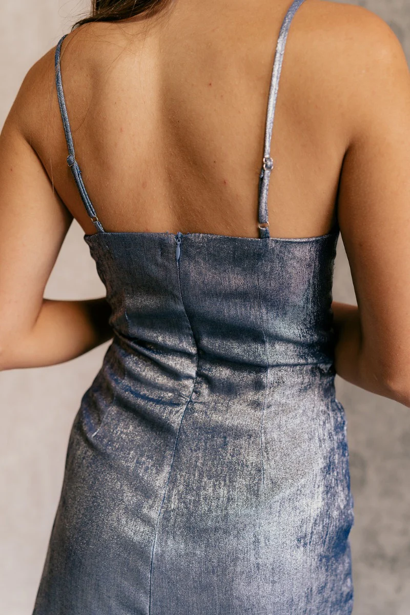 Amber Blue Cowl Neckline Sleeveless Mini Dress - Image 8