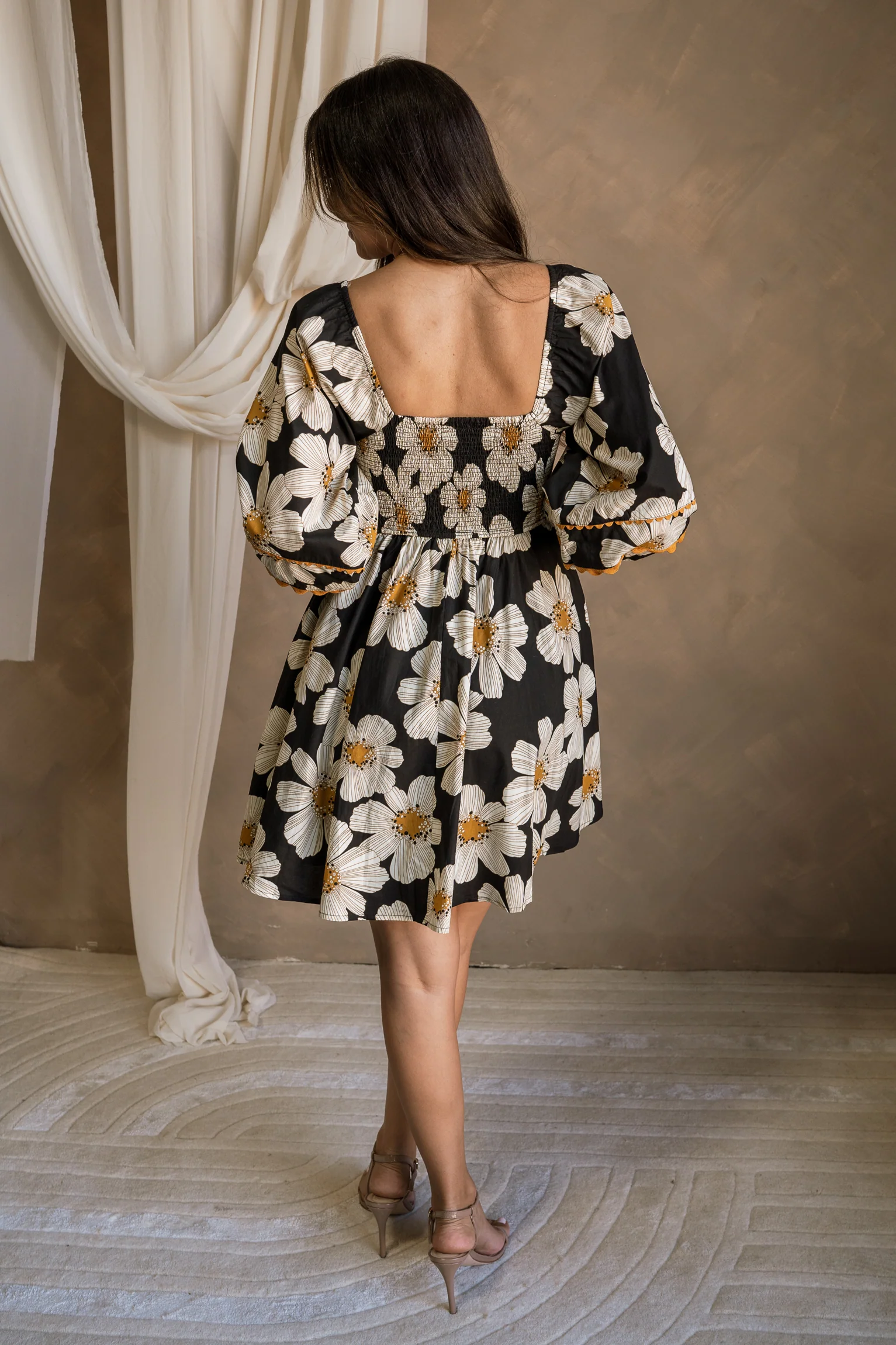 Amelia Black Multi Floral Mini Dress - Image 4