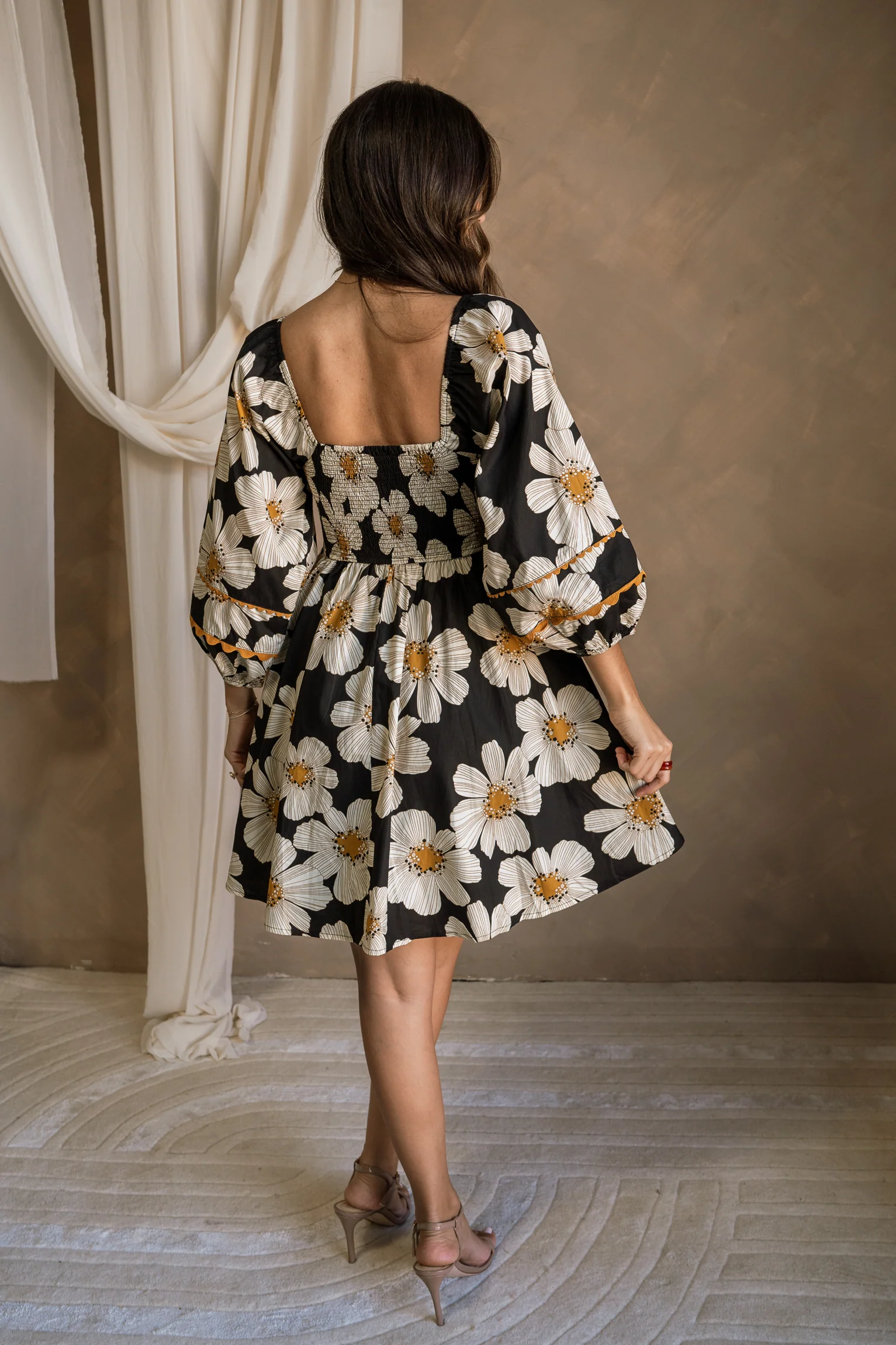 Amelia Black Multi Floral Mini Dress - Image 7