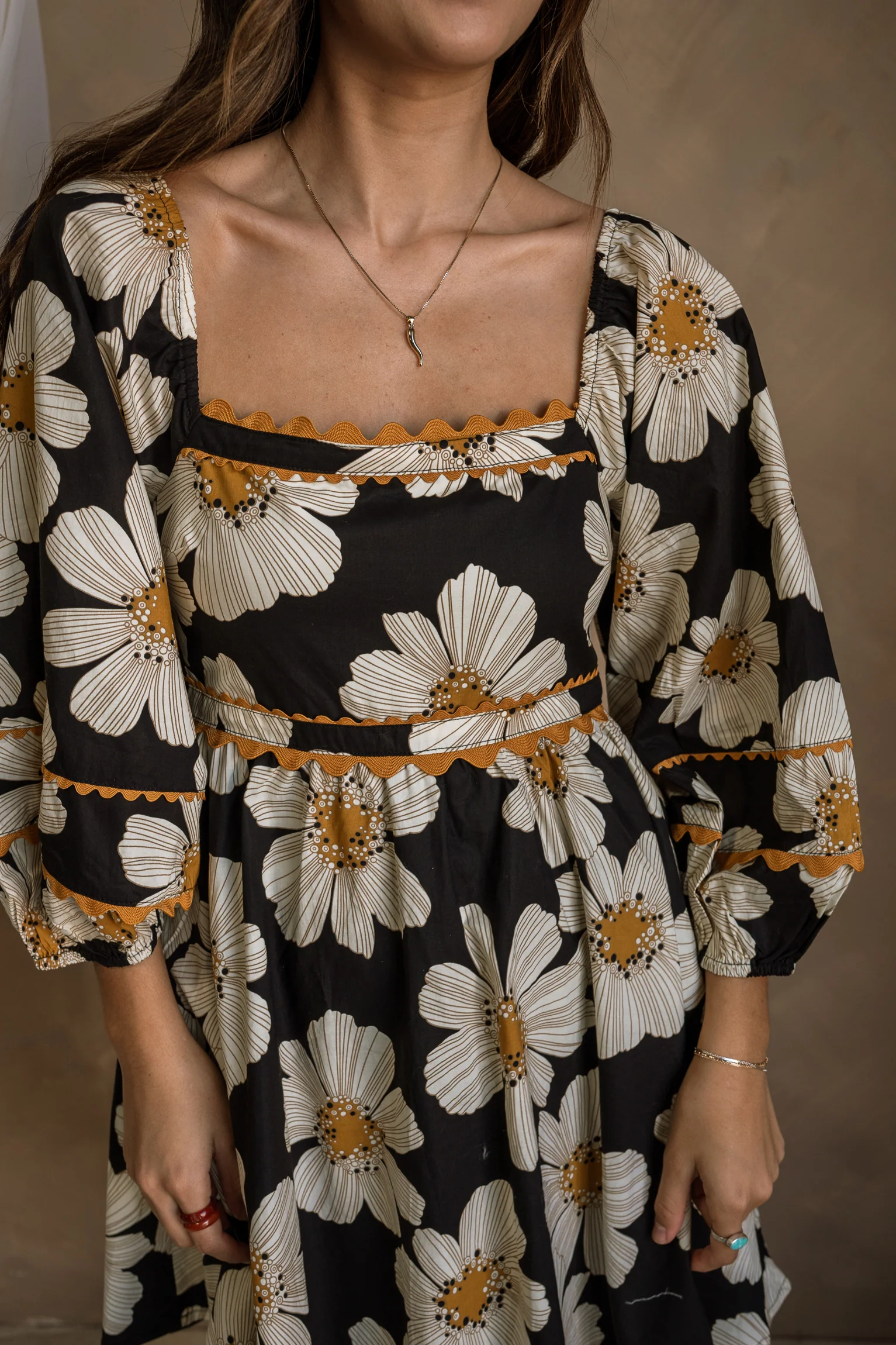 Amelia Black Multi Floral Mini Dress - Image 8