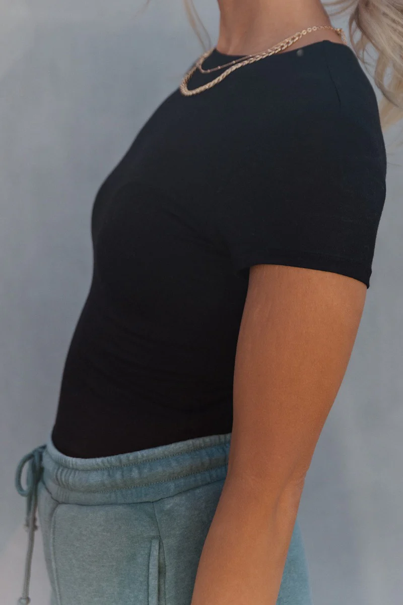 Amelia Black Short Sleeve Bodysuit - Image 3