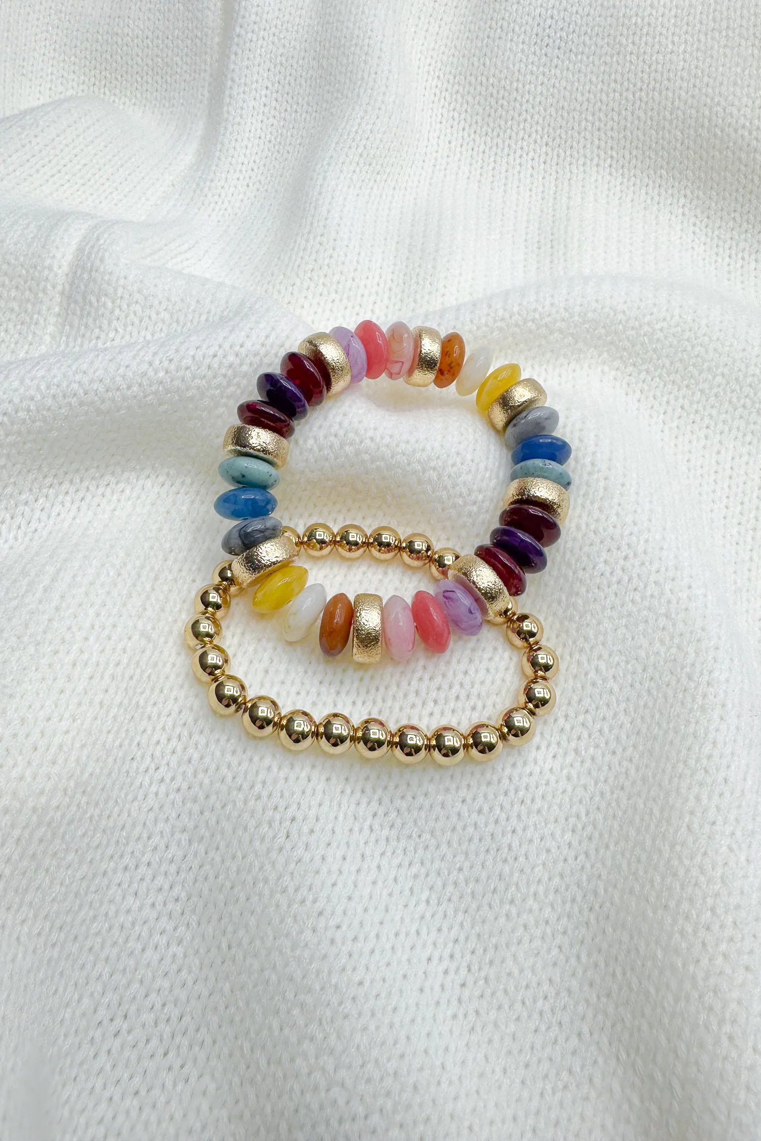 Amelia Multi & Gold Beaded Bracelet Set - Image 2
