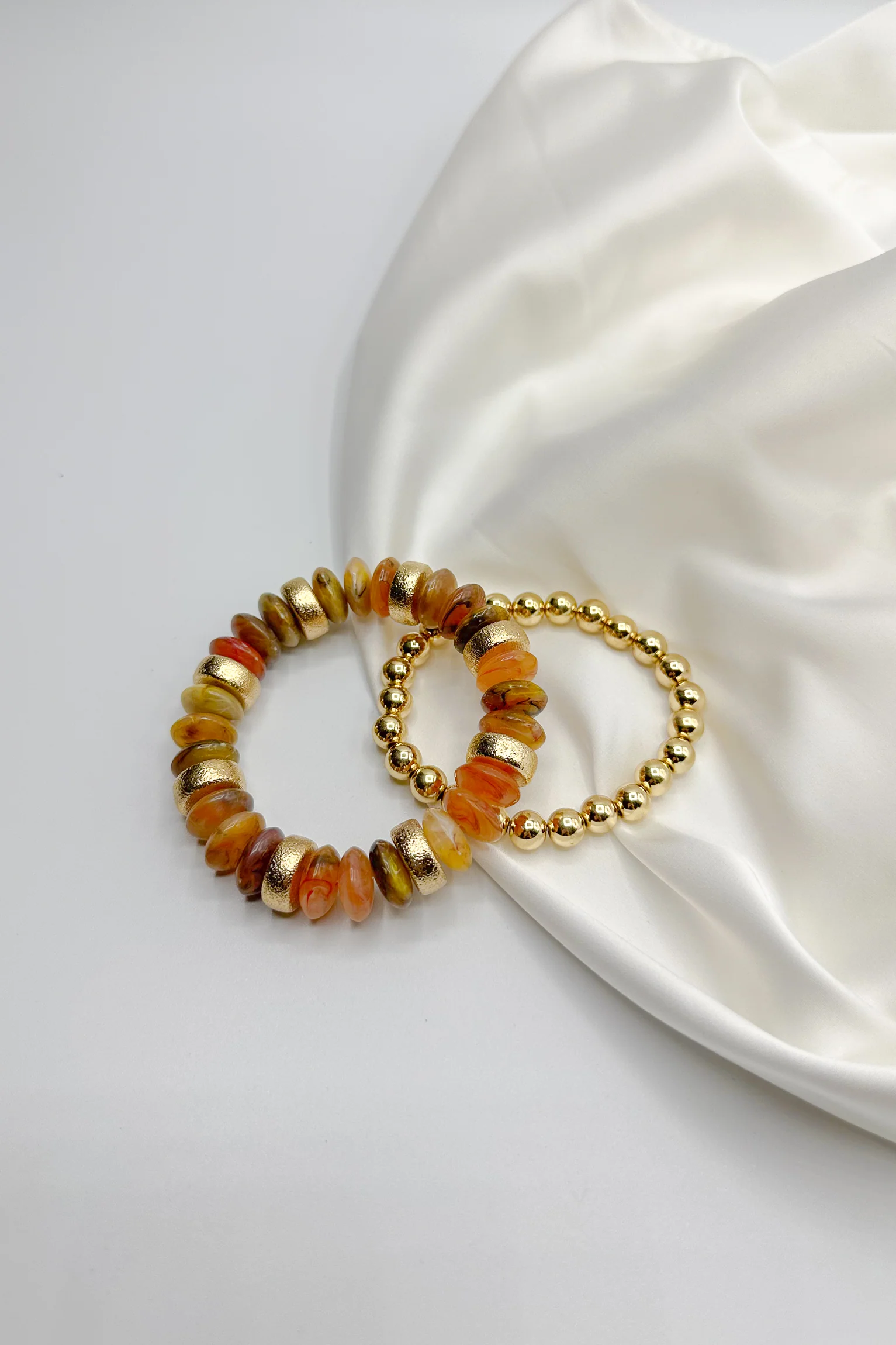 Amelia Multi Brown & Gold Beaded Bracelet Set