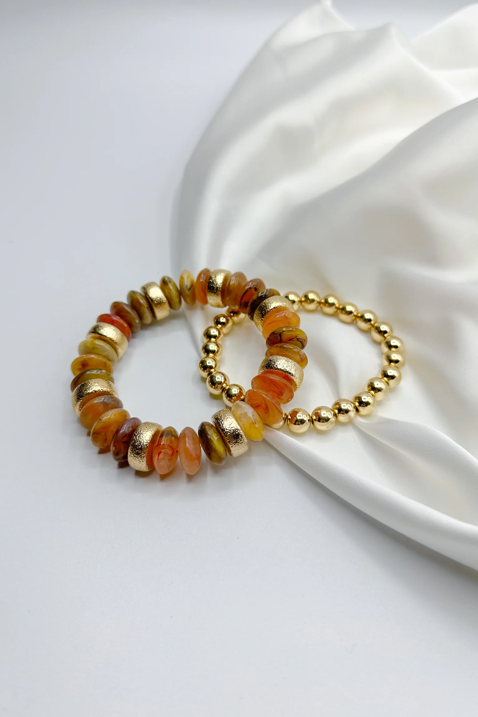 Amelia Multi Brown & Gold Beaded Bracelet Set - Image 2