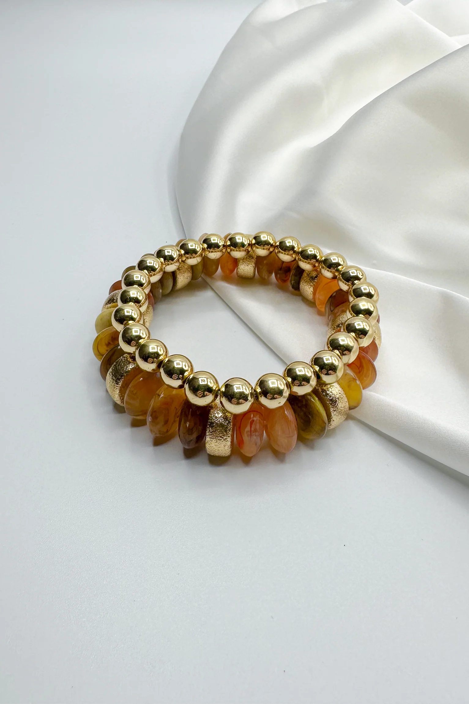 Amelia Multi Brown & Gold Beaded Bracelet Set - Image 3
