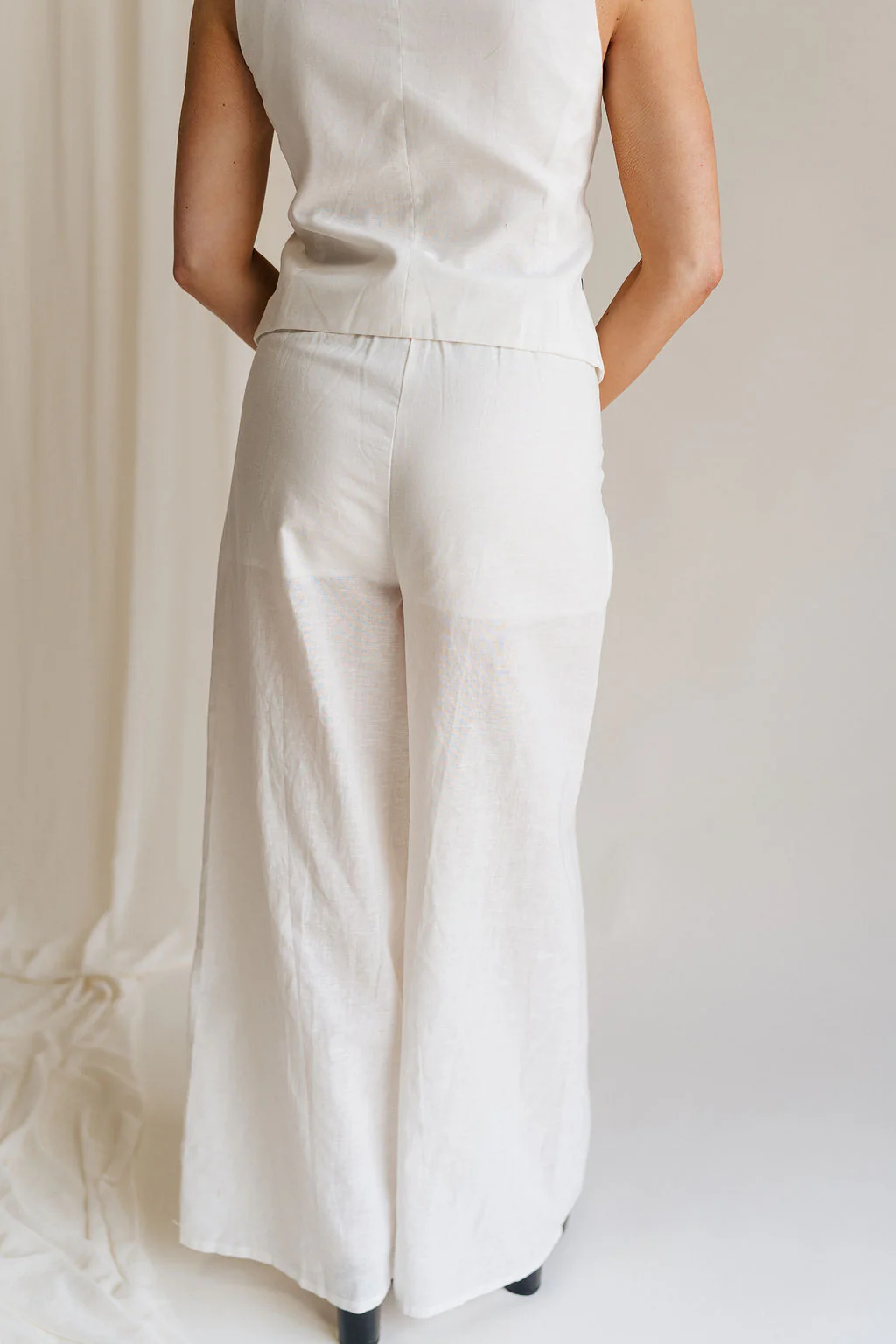 Amelia Off White & Black Wide Leg Pants - Image 6