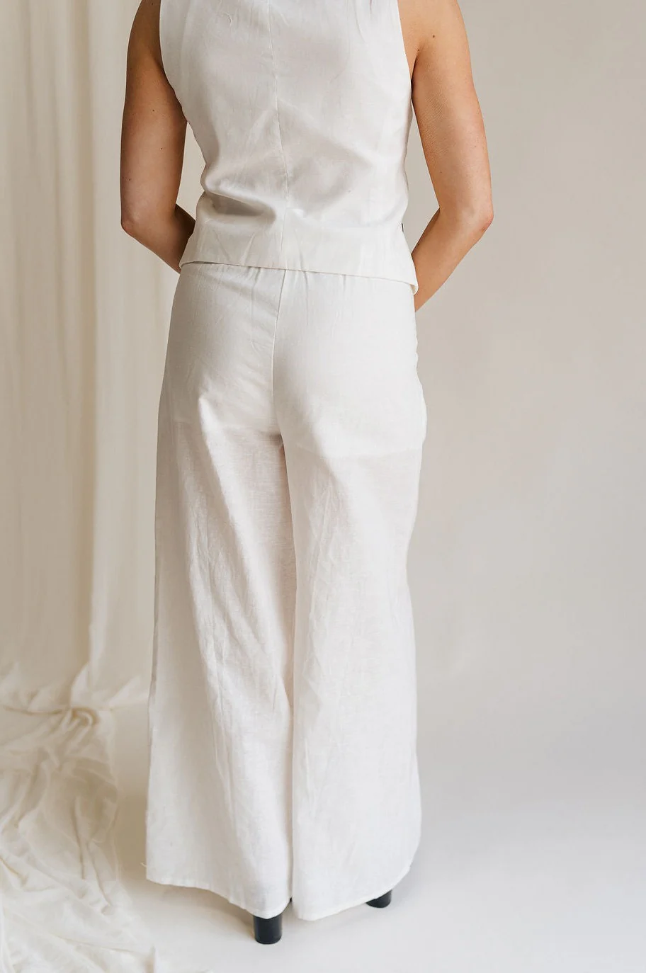 Amelia Off White & Black Wide Leg Pants - Image 7