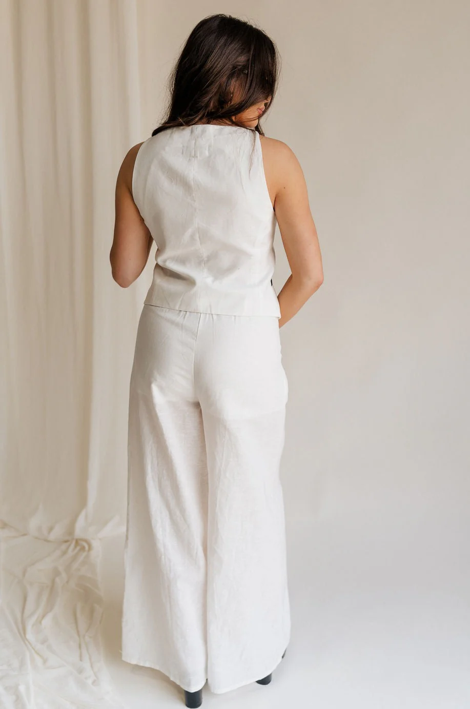 Amelia Off White & Black Wide Leg Pants - Image 8