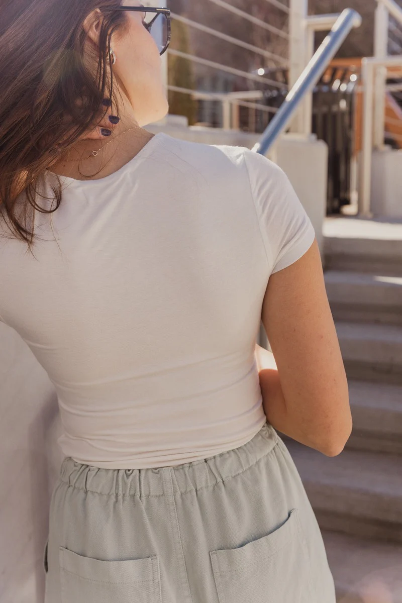 Amelia Off White Short Sleeve Bodysuit - Image 3
