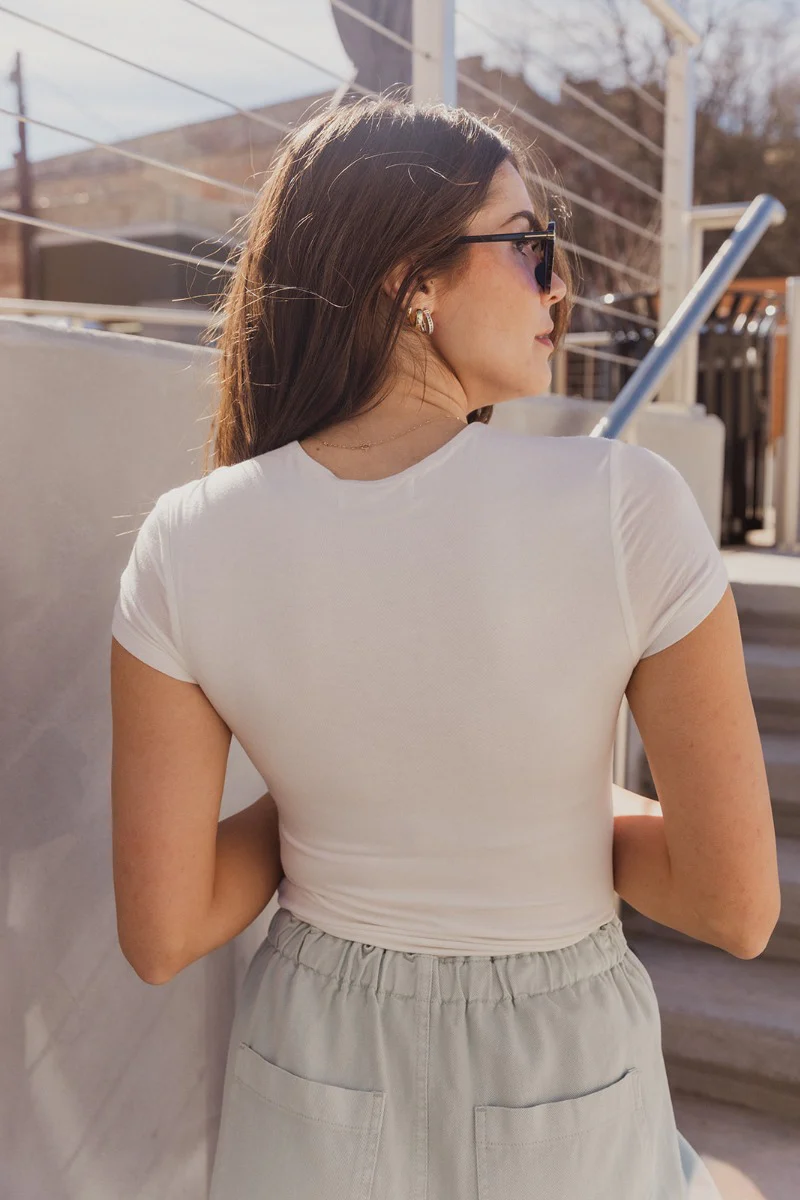 Amelia Off White Short Sleeve Bodysuit - Image 4