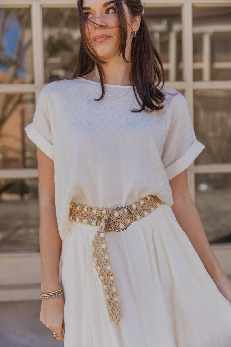 Amelia Off White Short Sleeve Top