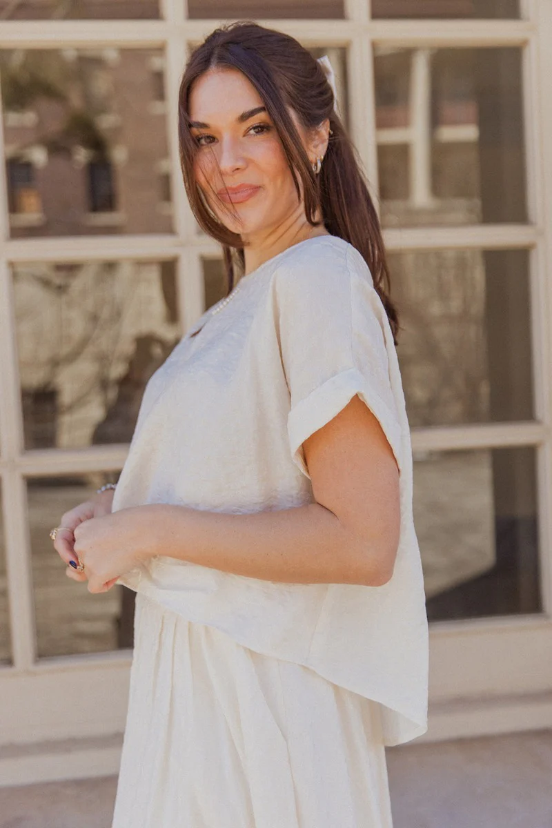 Amelia Off White Short Sleeve Top - Image 3