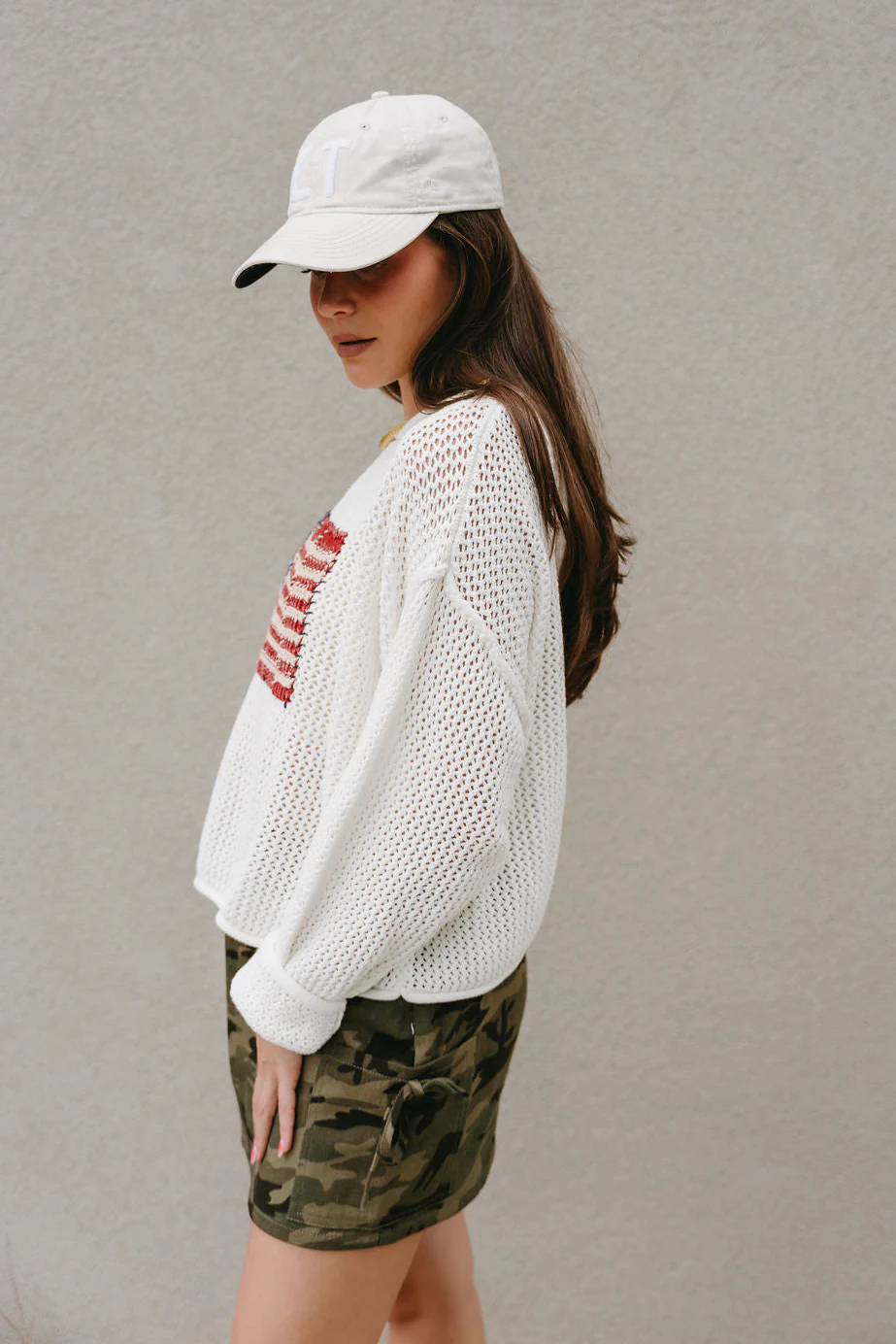 Americana Flag Ivory Knit Long Sleeve Top - Image 8