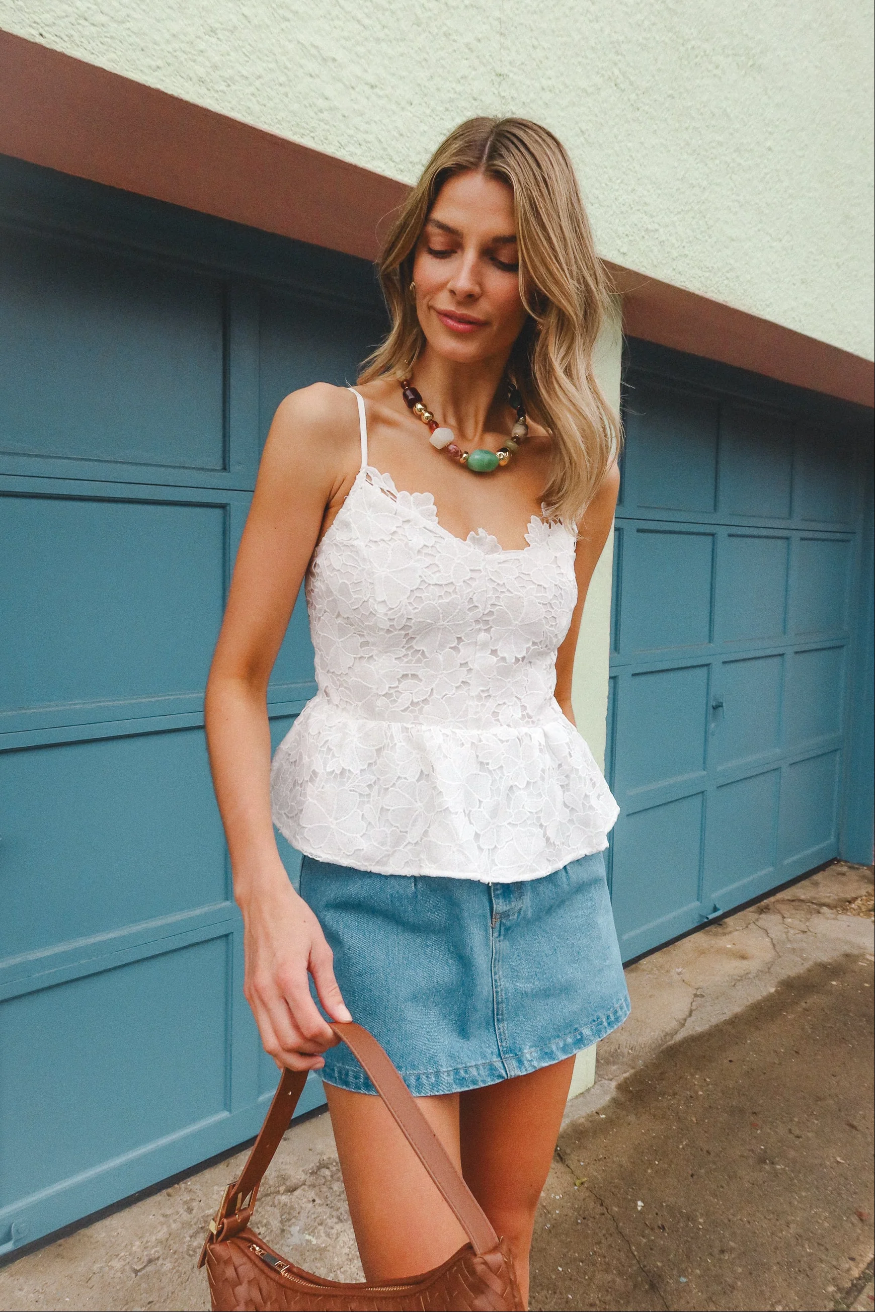 Amie White Floral Lace Tank Top - Image 3