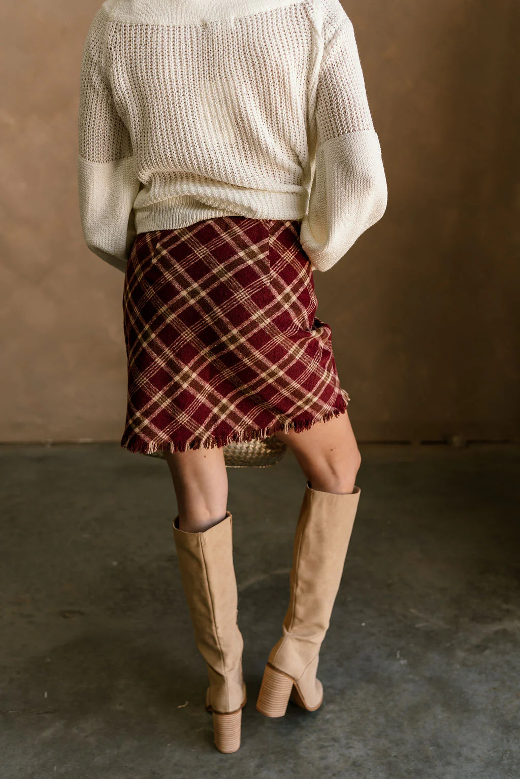 Amira Burgundy Multi Plaid Skirt - Image 7