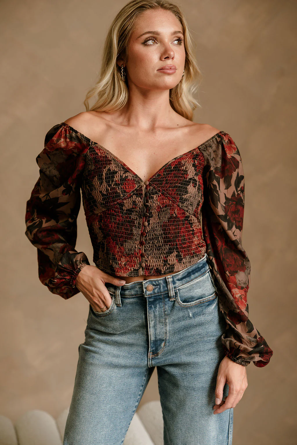 Amora Black Multi Floral Long Sleeve Top - Image 5