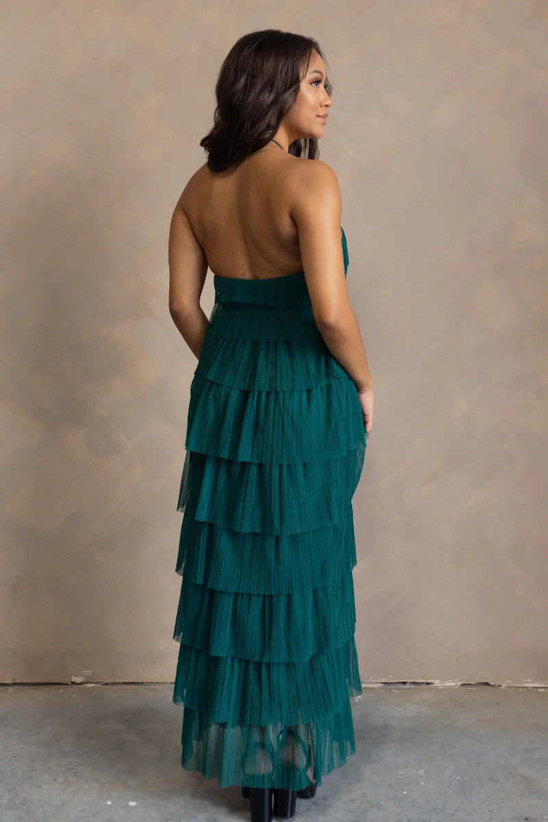 Amora Green Plisse Tiered Ruffle Maxi Dress - Image 6