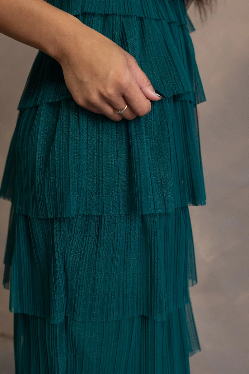 Amora Green Plisse Tiered Ruffle Maxi Dress - Image 7