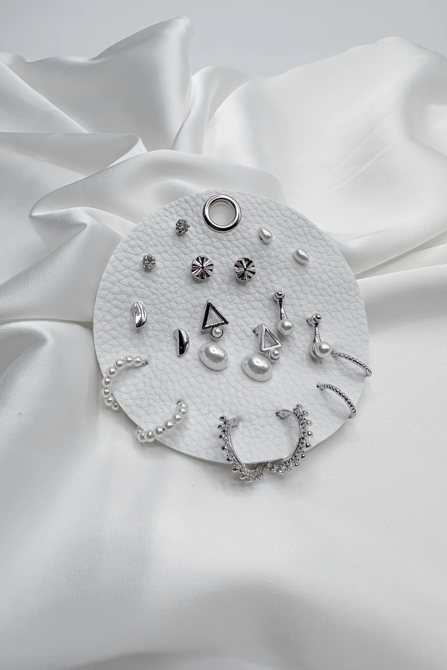 Ana Pearl & Silver Stud Hoop Earring Set