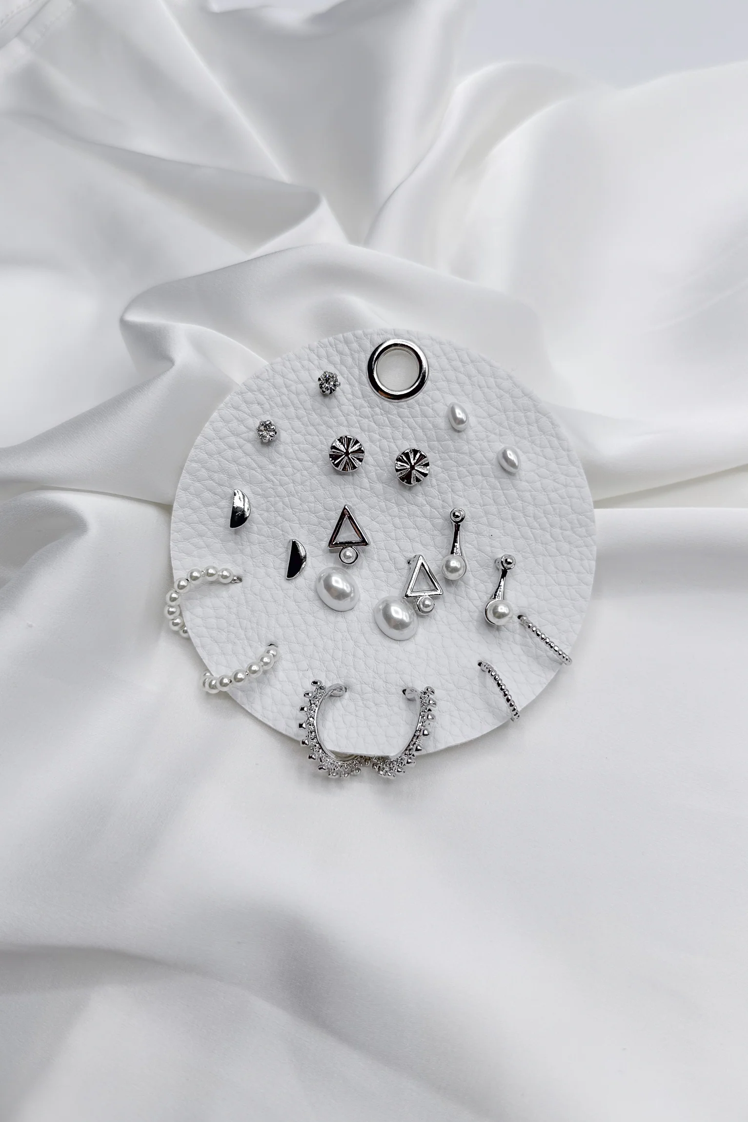 Ana Pearl & Silver Stud Hoop Earring Set - Image 2